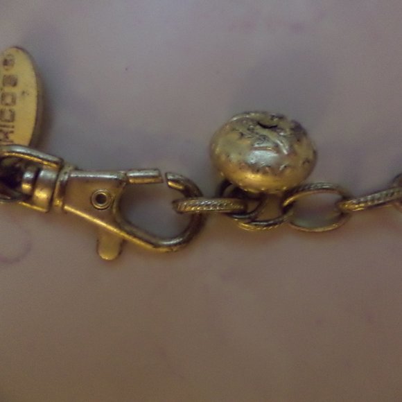 WOMEN'S PLASTIC STONE SHAPE + METAL BELT   - SEAGLASS GREEN BLUE -   Size: M/L - Picture 6 of 8